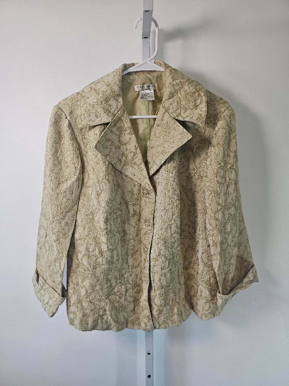 Plaza South Jacket Green Brocade Formal Party Floral Metallic 16W